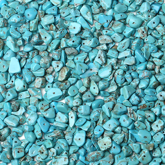 ZHIYUXI 400pcs Turquoise Beads 5-8mm Beads Crystals Gemstones for Bracelet Making 2 Strands Irregular Blue Stones Loose Rocks Hole Drilled Natural Chips DIY Necklace Craft Gifts