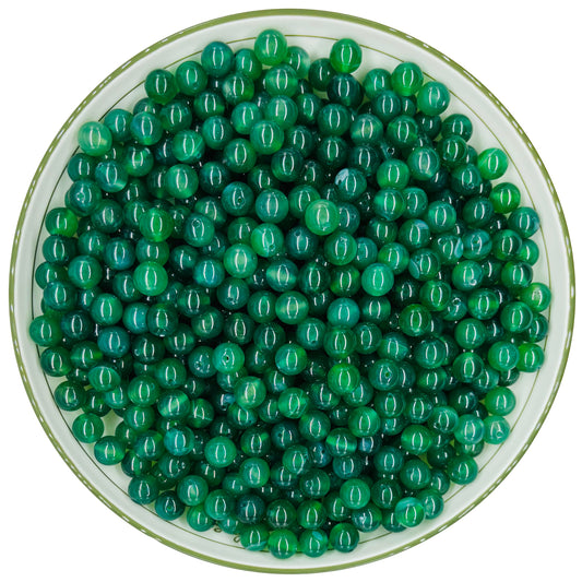 WHNKFB 10mm 50PCS Natural Green Agate Round Beads, Banded Loose Stone Beads for Jewelry Making Craft - 4mm 6mm 8mm 10mm Options with Free Elastic Cord