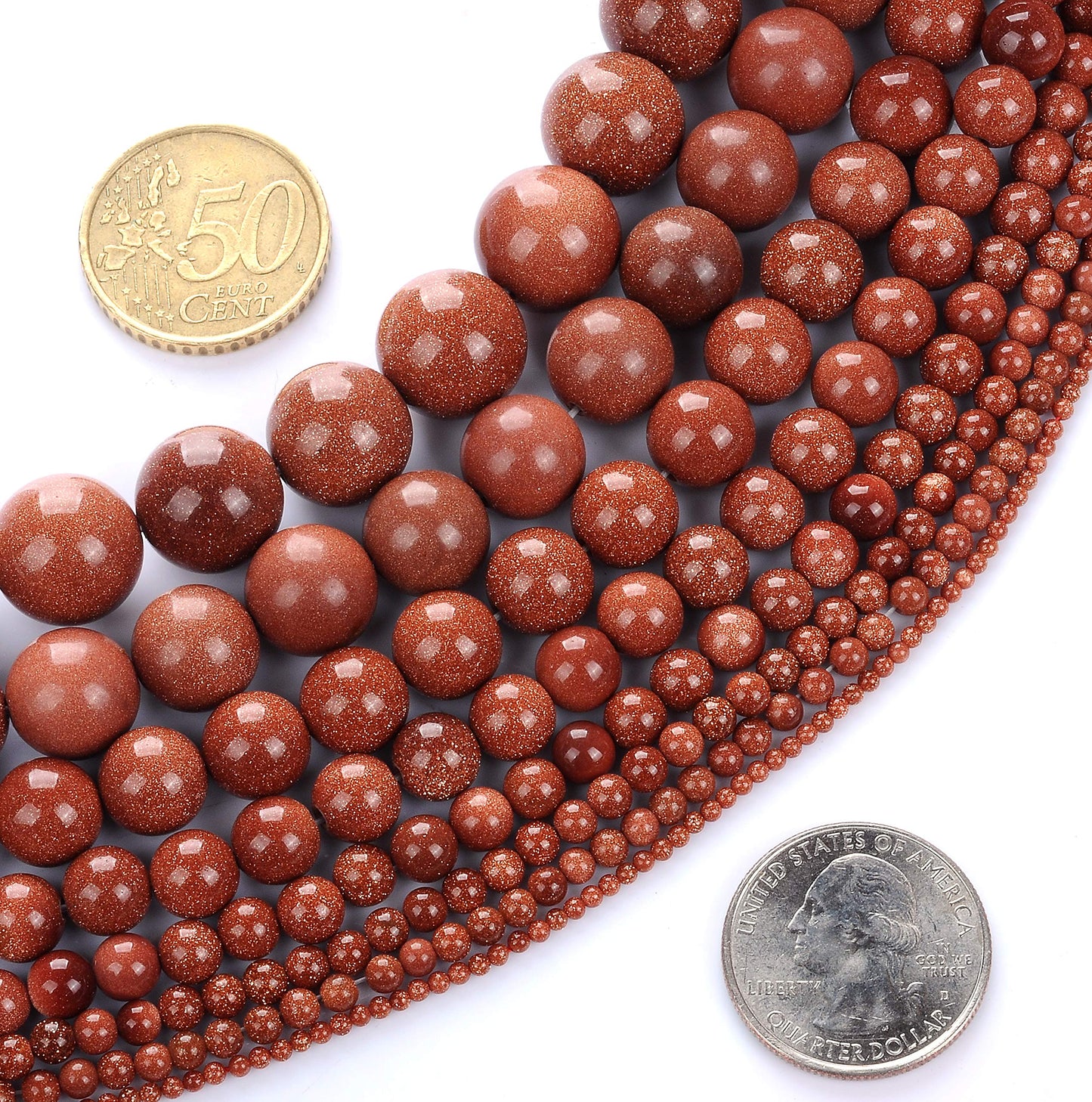 Natural Stone Beads 6mm Gold Sand Stone Round Loose Beads Crystal Energy Stone Healing Power for Jewelry Making DIY,1 Strand 15"