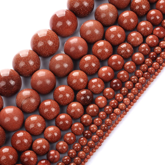 Natural Stone Beads 8mm Gold Sand Stone Round Loose Beads Crystal Energy Stone Healing Power for Jewelry Making DIY,1 Strand 15"